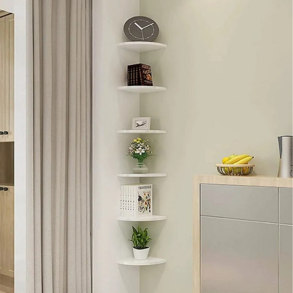 Комплект от 4 ъглови стенни рафта за съхранение – PVC