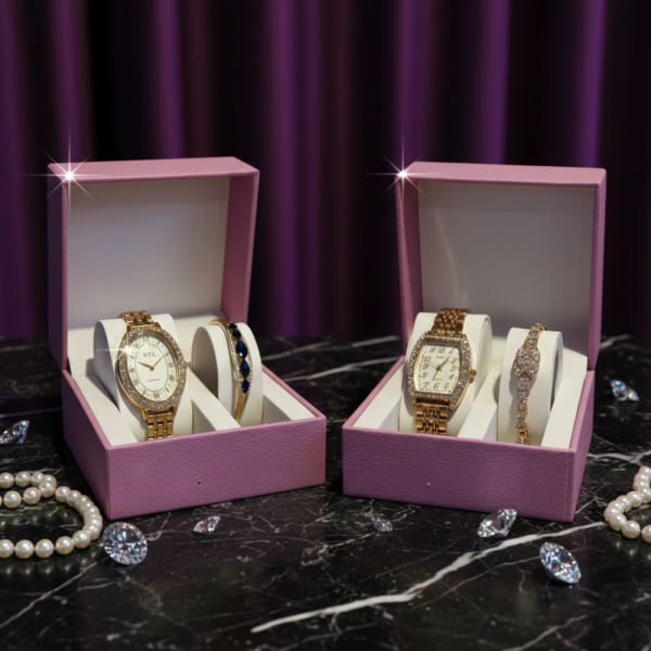 Елегантен подаръчен комплект за дами часовник с нежна гривна