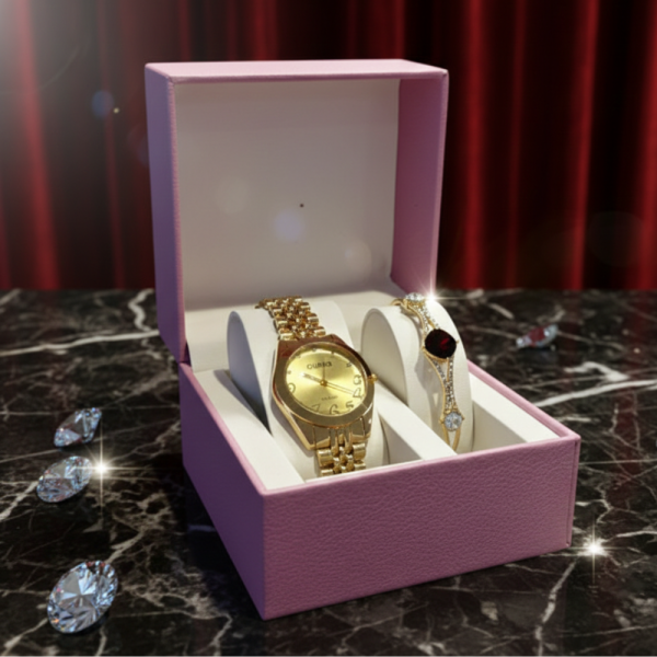 Луксозен подаръчен комплект дамски часовник и гривна 1