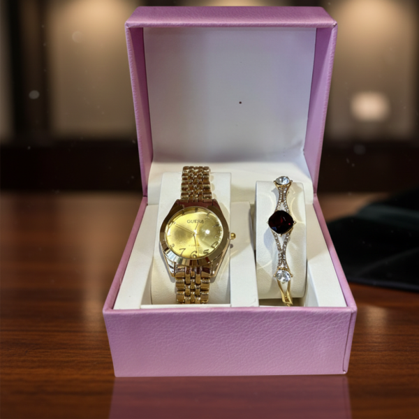 Луксозен подаръчен комплект дамски часовник и гривна 2