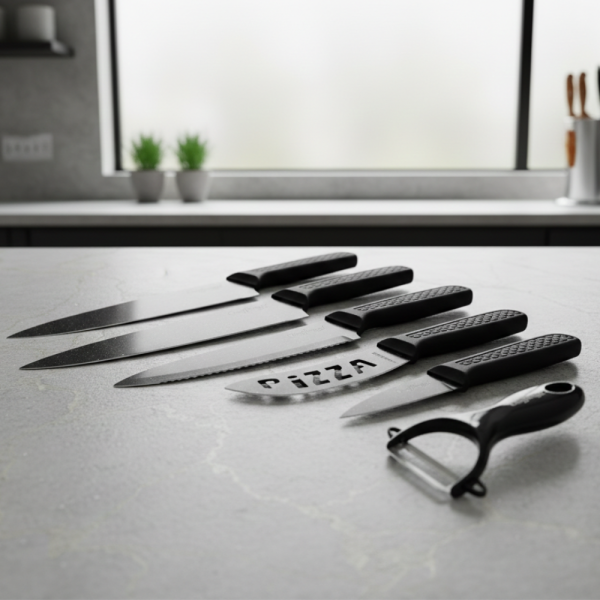 Комплект кухненски ножове – Cheffinger от 6 части с мраморно покритие и магнитна кутия