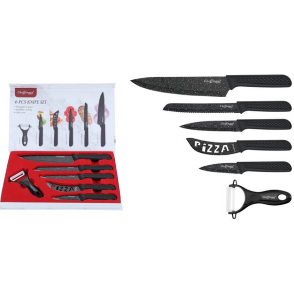 Комплект кухненски ножове – Cheffinger от 6 части с мраморно покритие и магнитна кутия
