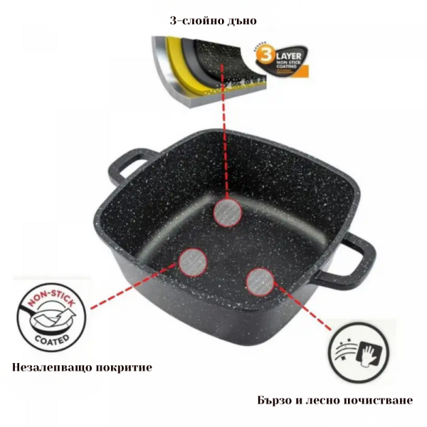 Комплект тенджери – Cheffinger от 3 части с мраморно покритие и капаци + подарък 2 ръкавици 7