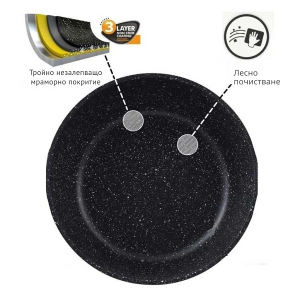 Премиум комплект съдове за готвене 12 части с мраморно покритие Cheffinger – Тенджери, тигани и касерола + 2 ръкавици