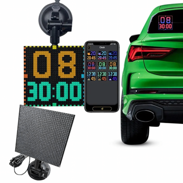 Интелигентен LED екран 32×32 за заден прозорец на автомобил – Модел Pixel RGB с Bluetooth управление 10