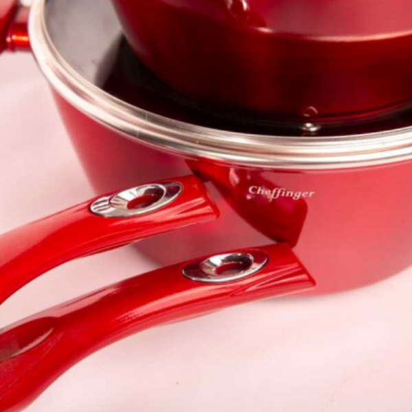 Комплект съдове за готвене Cheffinger от лят алуминий с мраморно покритие – 10 части, индукционни, незалепващи 15