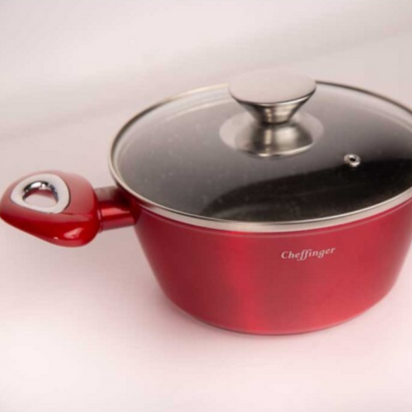 Комплект съдове за готвене Cheffinger от лят алуминий с мраморно покритие – 10 части, индукционни, незалепващи