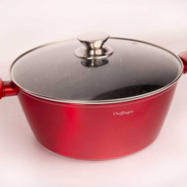 Комплект съдове за готвене Cheffinger от лят алуминий с мраморно покритие – 10 части, индукционни, незалепващи