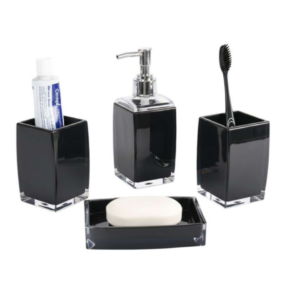 Комплект аксесоари за баня Cheffinger – 4 части, дозатор за сапун, чаша за четки и сапунерка 12