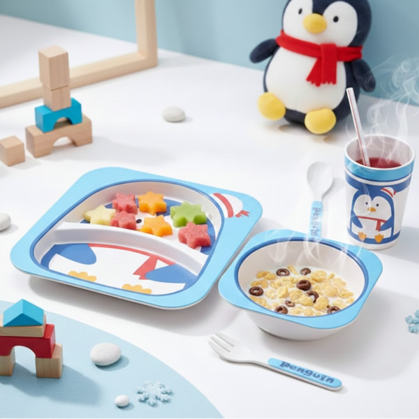 Детски комплект за хранене 5 части Cheffinger – чиния, купичка, чаша, лъжица и вилица 2