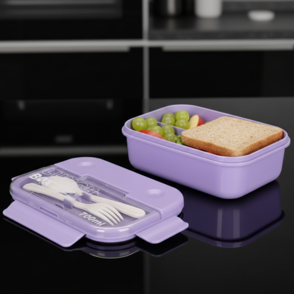 Кутия за обяд Cheffinger с 3 отделения, вилица и лъжица – компактна кутия за храна