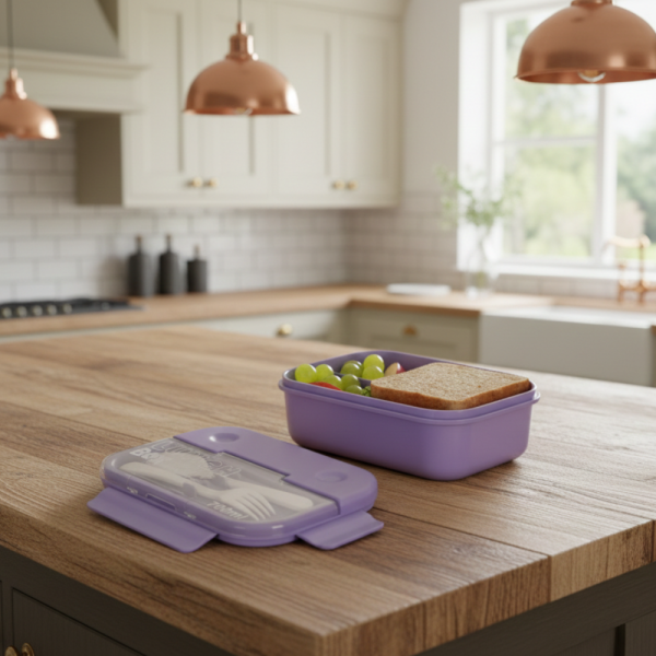 Кутия за обяд Cheffinger с 3 отделения, вилица и лъжица – компактна кутия за храна