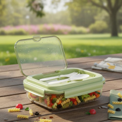 Кутия за обяд Cheffinger с 3 отделения, с включени вилица и лъжица – практично решение за храна навсякъде с вас