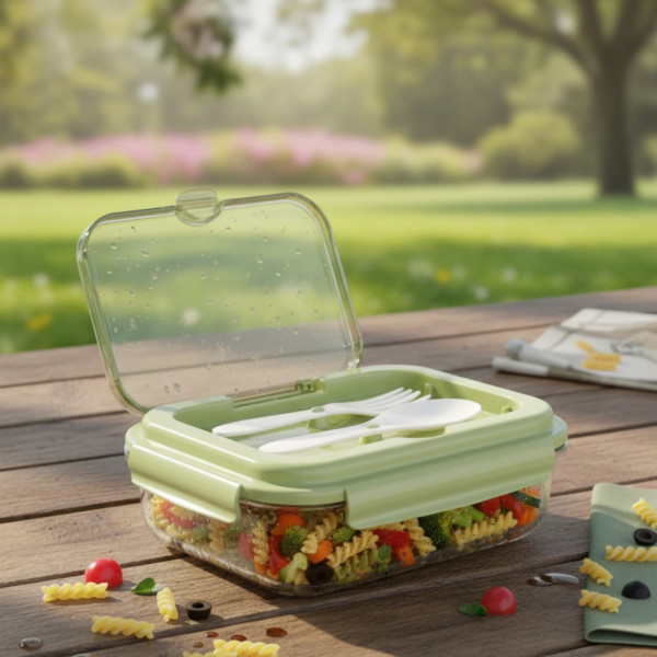 Кутия за обяд Cheffinger с 3 отделения, с включени вилица и лъжица – практично решение за храна навсякъде с вас 1