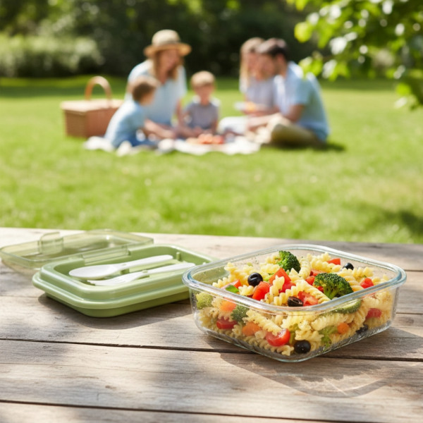 Кутия за обяд Cheffinger с 3 отделения, с включени вилица и лъжица – практично решение за храна навсякъде с вас 2