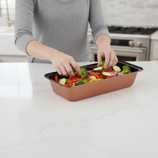 Комплект от 3 тави за печене Cheffinger с незалепващо покритие – различни размери, меден цвят