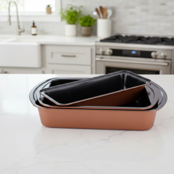 Комплект от 3 тави за печене Cheffinger с незалепващо покритие – различни размери, меден цвят 5