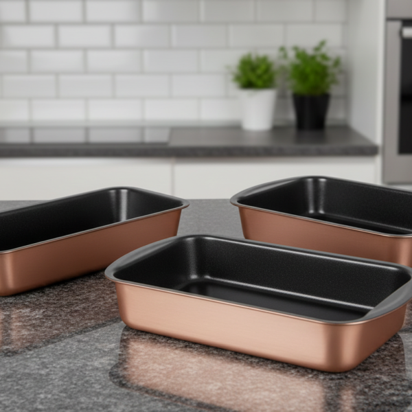 Комплект от 3 тави за печене Cheffinger с незалепващо покритие – различни размери, меден цвят