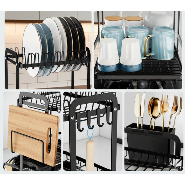 Сушилник за съдове с оттичане на водата, XXL