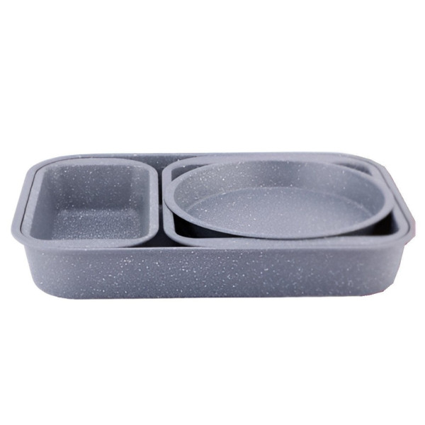 Комплект 4 тави за печене Cheffinger с мраморно незалепващо покритие – различни форми, компактно подреждане и удобство