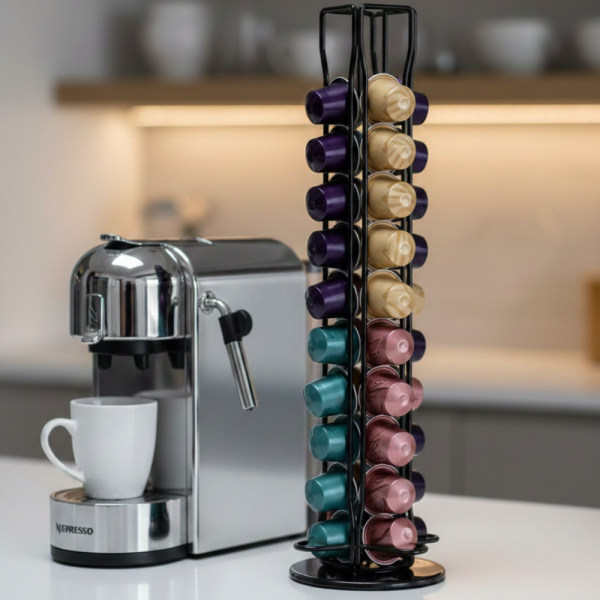 Метална въртяща се стойка Cheffinger за 40 капсули Nespresso – ред и бърз достъп до любимото кафе