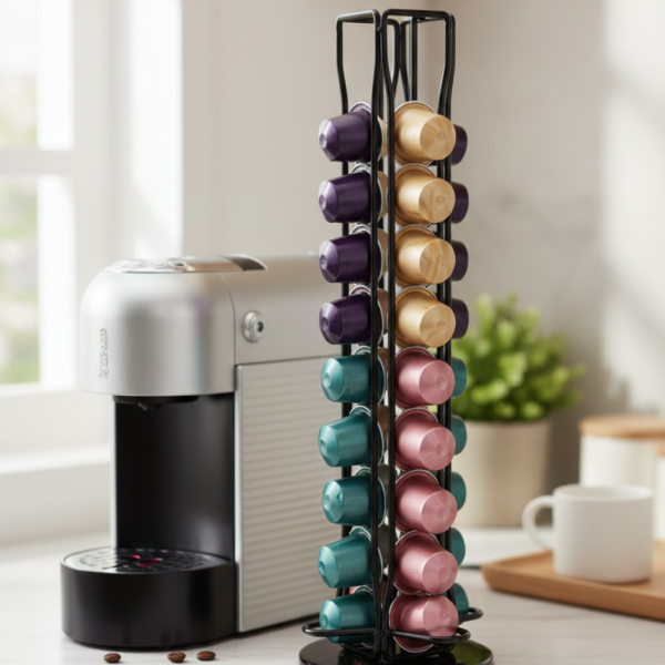Метална въртяща се стойка Cheffinger за 40 капсули Nespresso – ред и бърз достъп до любимото кафе