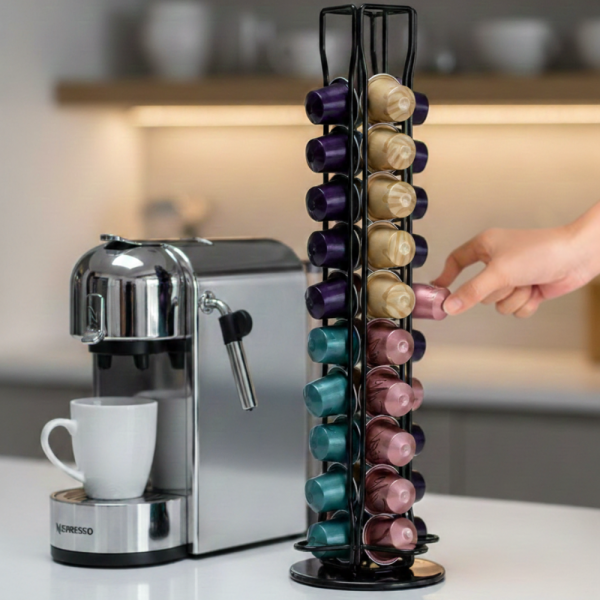Метална въртяща се стойка Cheffinger за 40 капсули Nespresso – ред и бърз достъп до любимото кафе