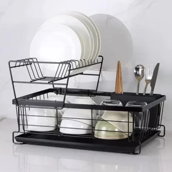 Двуетажен метален сушилник за съдове Cheffinger с отделение за прибори – повече ред и сух плот в кухнята 3