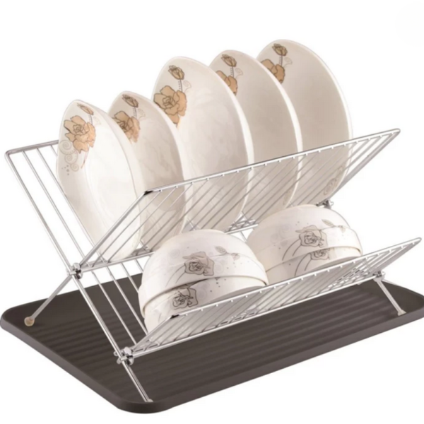 Двуетажен сушилник за съдове Cheffinger от неръждаема стомана с тава за отцеждане – здравина и ред в кухнята