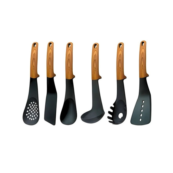 Комплект кухненски прибори 6 части с въртяща се стойка Cheffinger – дървесна визия, практичен и стилен дизайн 7