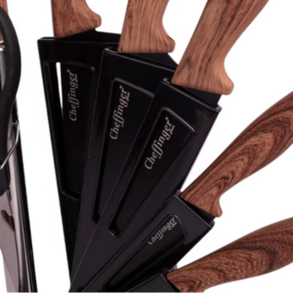 Комплект ножове Cheffinger – 8 части със стойка, точило и ножица за подредена и удобна кухня 9