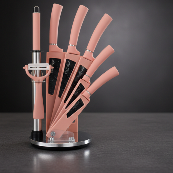 Комплект кухненски ножове 8 в 1 с въртяща се стойка Cheffinger за подредена кухня