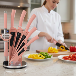 Комплект кухненски ножове 8 в 1 с въртяща се стойка Cheffinger за подредена кухня