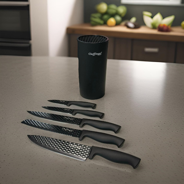Комплект ножове Cheffinger – 6 части със стойка, неръждаема стомана