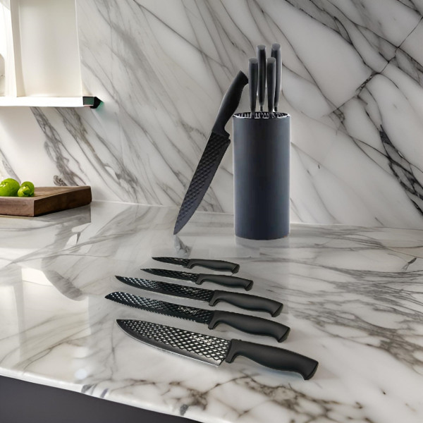 Комплект ножове Cheffinger – 6 части със стойка, неръждаема стомана
