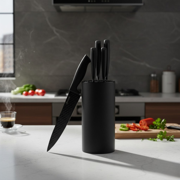 Комплект ножове Cheffinger – 6 части със стойка, неръждаема стомана