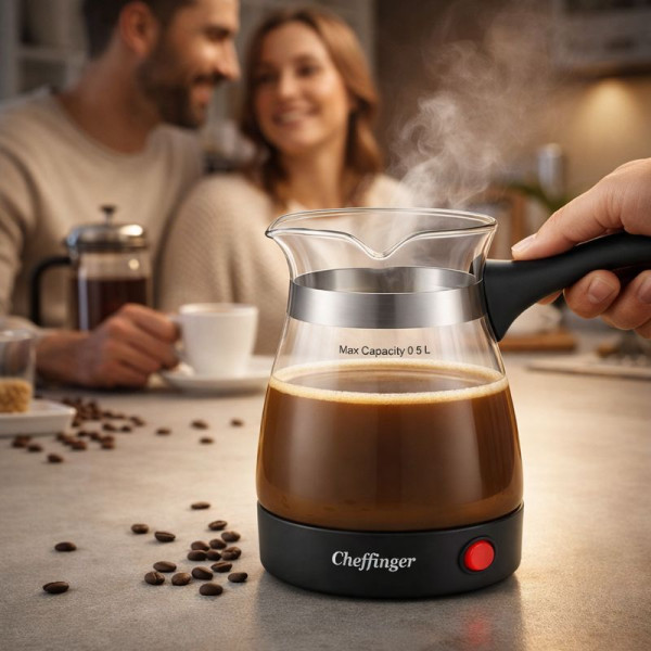 Кафеварка Cheffinger 0,5 л – стъклен съд, 650 W, бутон ON/OFF 3