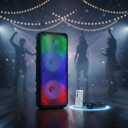 Безжична RGB тонколона – 2×8″ говорителя, Bluetooth, 1200 W, батерия 3000 mAh