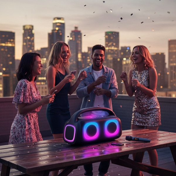 Парти тонколона 2 × 5.25" – 40 W RMS, Bluetooth, RGB LED светлини, батерия 3600 mAh