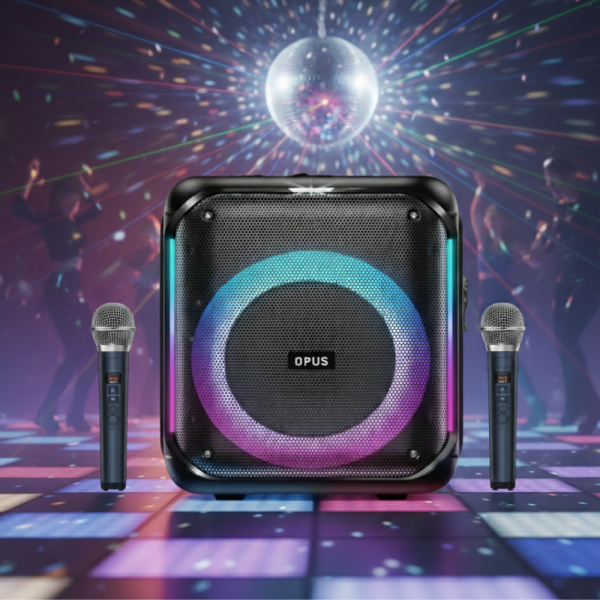 Караоке тонколона с Bluetooth, дистанционно управление и 2 безжични микрофона, 30W звук и LED светлинни ефекти 1