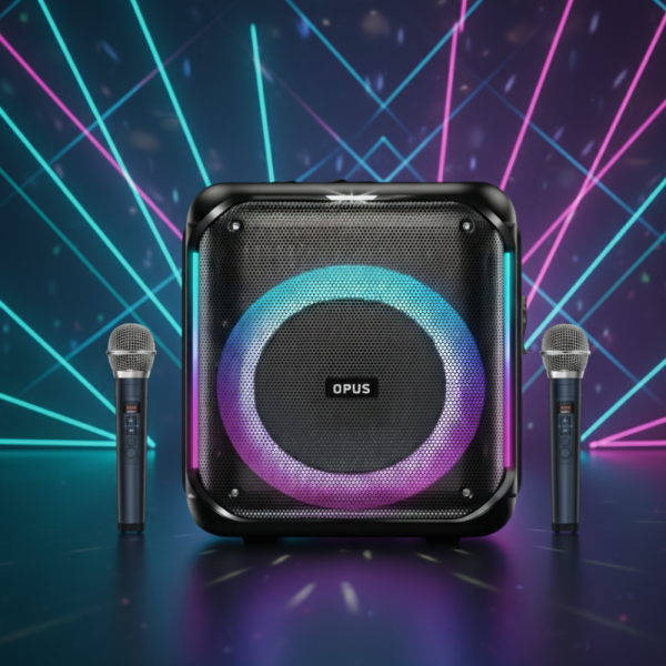 Караоке тонколона с Bluetooth, дистанционно управление и 2 безжични микрофона, 30W звук и LED светлинни ефекти 3