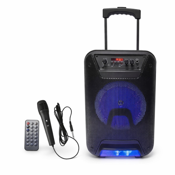 Преносима караоке тонколона - 8" говорител, LED светлина, дистанционно управление и микрофон 6