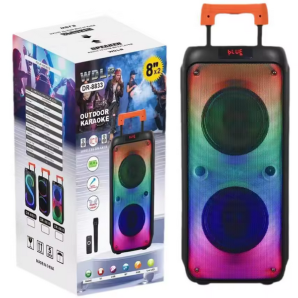 Преносима тонколона с микрофон и дистанционно управление, 40W мощност, Bluetooth, USB/SD и LED светлинни ефекти