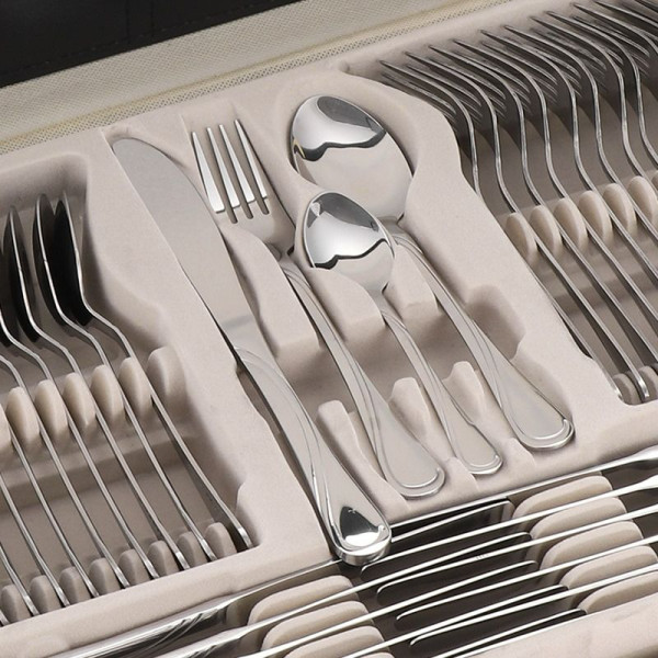 Луксозен комплект прибори Cheffinger – 72 части със сребърно/златно покритие и куфар за съхранение 6