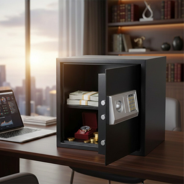 Електронен сейф 43L с аварийни ключове и монтажни болтове – Сигурност и защита за ценни вещи