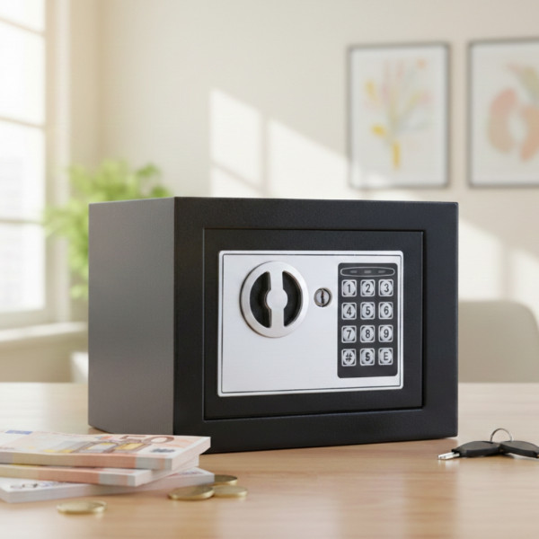 Електронен сейф с кодова клавиатура и резервен механичен ключ – 4.6L, включени батерии и монтажни болтове 1