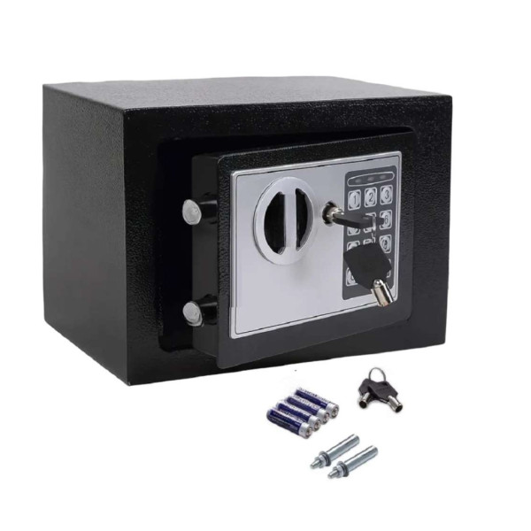 Електронен сейф с кодова клавиатура и резервен механичен ключ – 4.6L, включени батерии и монтажни болтове
