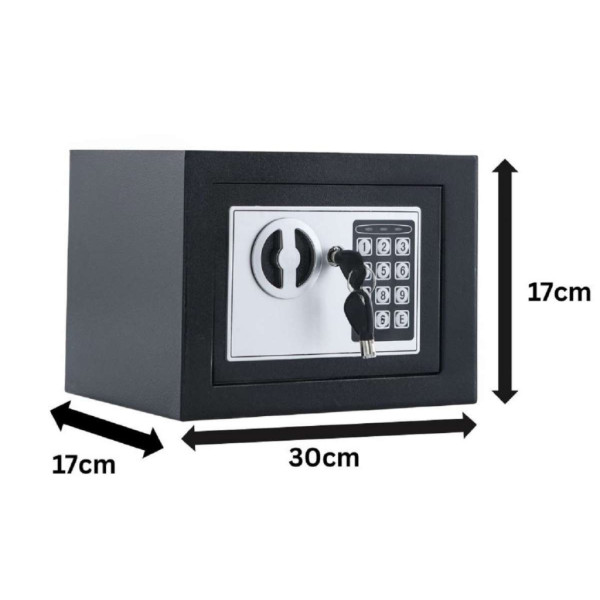 Електронен сейф с кодова клавиатура и резервен механичен ключ – 4.6L, включени батерии и монтажни болтове 5