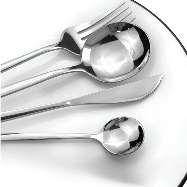 Комплект прибори за хранене в сребрист цвят от 24 части с луксозен дизайн и магнитна кутия
