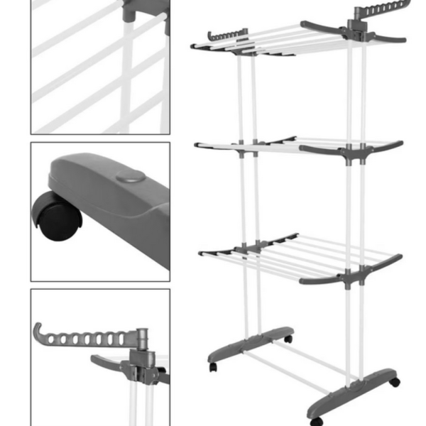 Вертикален сушилник за дрехи с мобилност и сгъваем дизайн – Практичност и спестено пространство 13